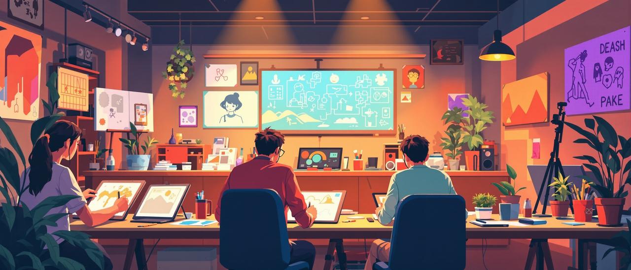 AI漫改短剧创作团队工作场景